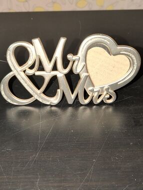 Malden Silver Mr & Mrs Script Accent with Heart